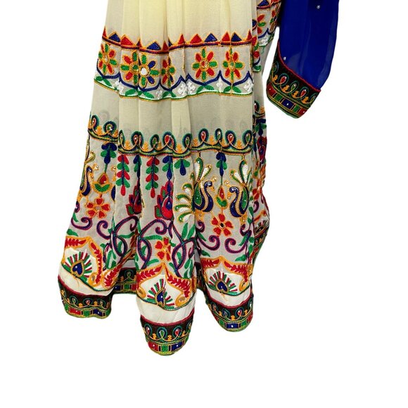 Elegant Blue and Cream Embroidered Saree - Picture 3 of 9